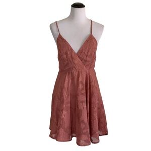 Lulu’s NWT Days of Beauty Dusty Rose Pink Burnout Floral Skater Dress Sz Medium